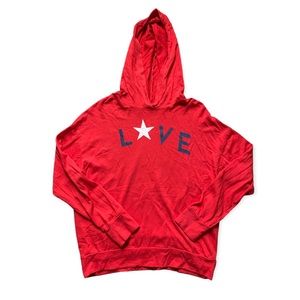 Sundry Red Pullover ‘Love’ Hooded Sweatshirt 2 (M)